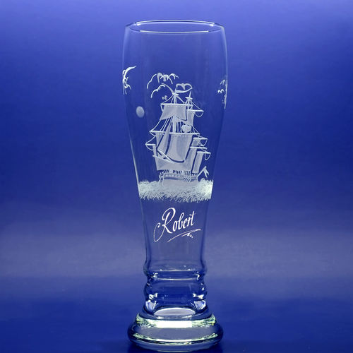 Weizenbierglas Bavaria 0,5 ltr. mit Segelschiff